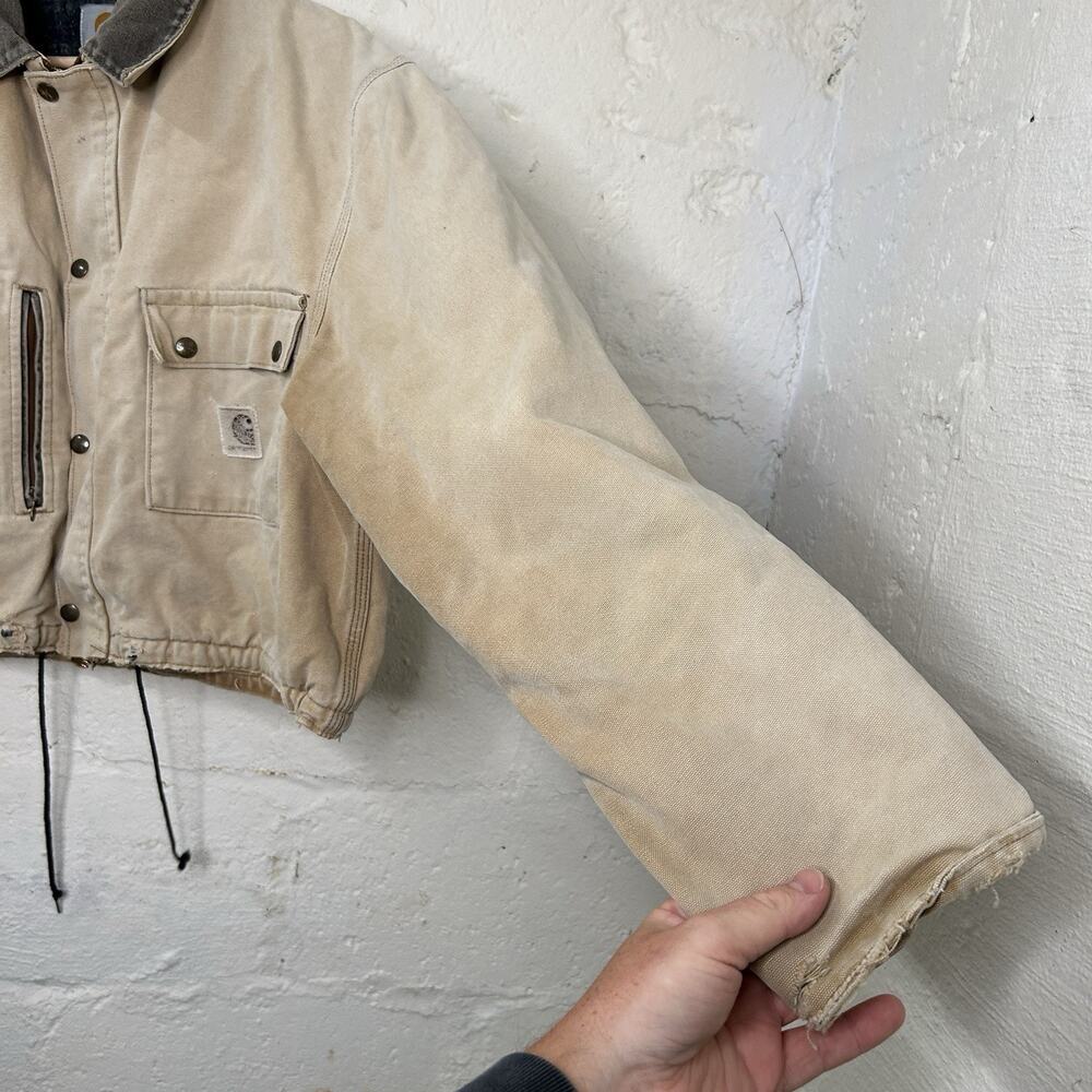 Vintage Carhartt Wool-Lined Cropped Duster Coat “Sand” - Picture 9 of 14